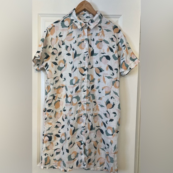 Rachel Zoe Linen Button Up Shirt Dress with pockets Size Large - Picture 8 of 9